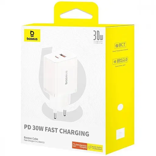 МЗП Baseus Cube Pro Fast Charger PD30W (1USB-A/1C) (P10111404) Moon White - фото 2