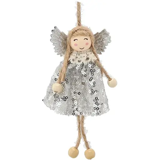 Украшение-подвеска Chomik Фея блестки серебристая 7.5х16 см (SUN0615)