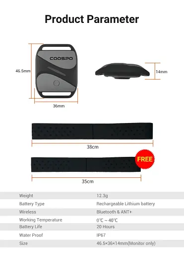 Пульсометр на руку Coospo HW807 ANT+& BLUETOOTH 5.0, магнитная зарядка - фото 3