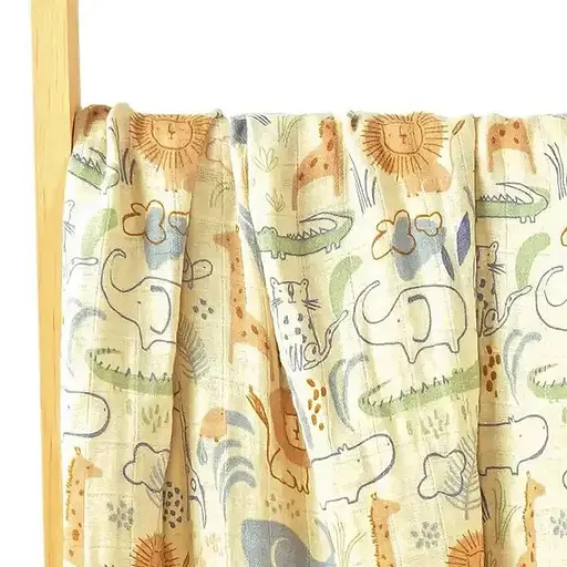 Набір муслінових дитячих пеленальних ковдр OldBro комплект з 2 шт. розмір 100х120 см sunny Jungle - фото 3