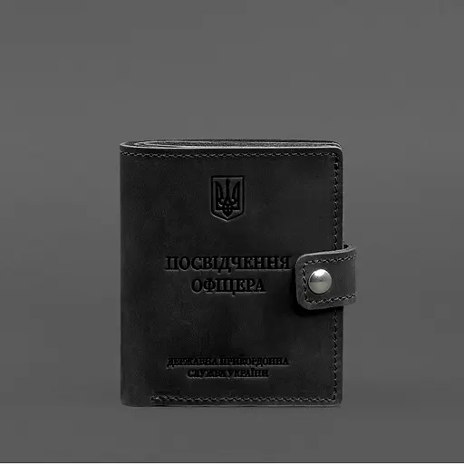 Кожаная обложка-портмоне для удостоверения офицера ГНСУ 11.2 черная Crazy Horse - фото 7
