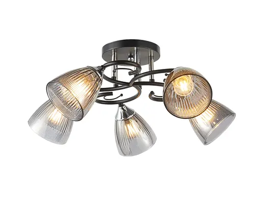 Люстра стельова на 5 плафонів 6332-5 (Чорний+Хром)