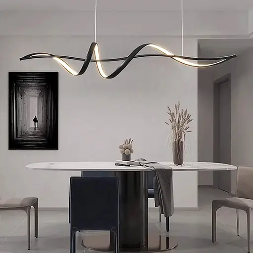 Хвилеподібна люстра у чорному корпусі в 2-х розмірах | Арт. H 26L BK | Line F - фото 8