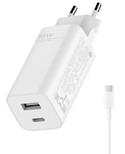 Зарядний пристрій Xiaomi 65W GaN Charger (з кабелем Type-A + Type-C) BHR5515GL - фото 1