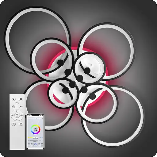 Люстра світлодіодна 517 Light 3color з пультом 196Вт Чорний (01011) - фото 1