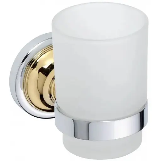 Склянка з тримачем Bemeta Retro золото/хром скло 144210018 білий - фото 1