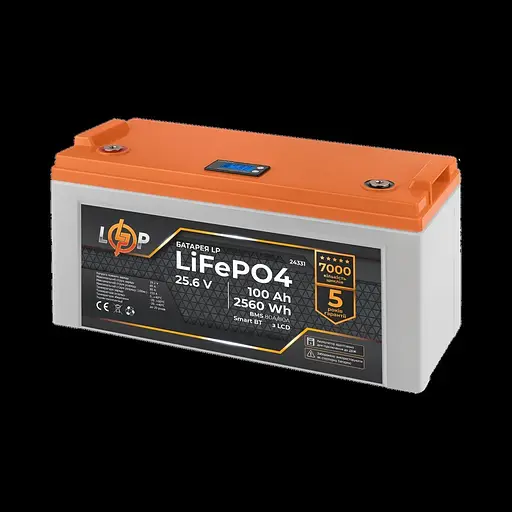 Акумулятор LP LiFePO4 25,6V - 100 Ah (2560Wh) (BMS 80A/80А) пластик LCD Smart BT - фото 2