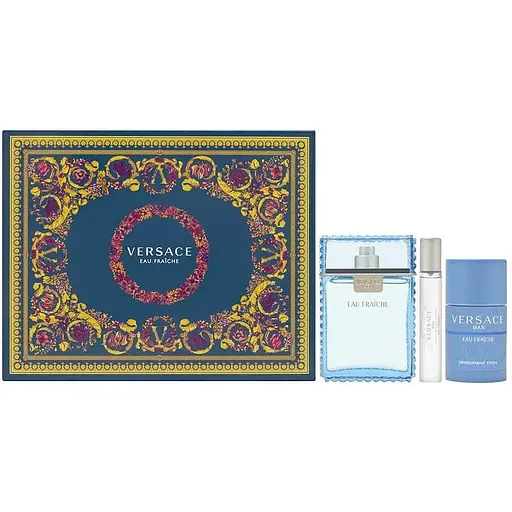 Подарунковий набір Versace Man Eau Fraiche 100 мл туалетна вода дезодорант 75 мл атюра 10 мл - фото 1