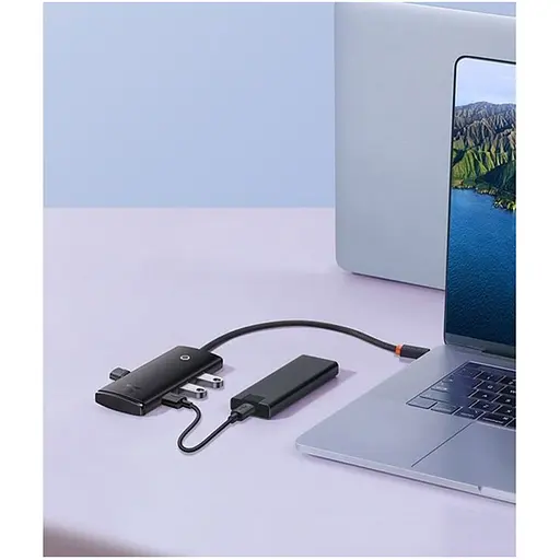 USB-хаб Baseus Lite Series 4-in-1 Hub Adapter Black (WKQX030101) [136670] - фото 7
