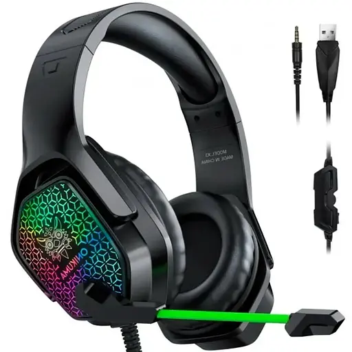 Дротова ігрова гарнітура Onikuma Gaming with RGB LED X3, USB, 3.5mm, 2.2m, black - фото 3