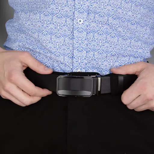 Ремінь шкіряний чоловічий на автоматі SF-3426 (135 см) чорний - фото 6