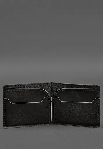 Кожаное портмоне 13.0 зажим черный краст - фото 5