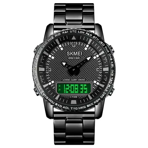 Чоловічий наручний годинник Skmei 1898 (Чорний з чорним табло) - фото 2