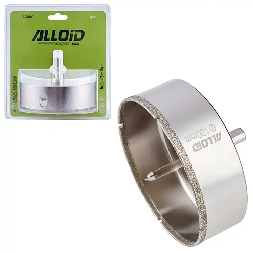 Свердло корончате Alloid Building Tools алмазне по склу та кераміці 100 мм з центрувальним свердлом (GS-70100) - фото 2