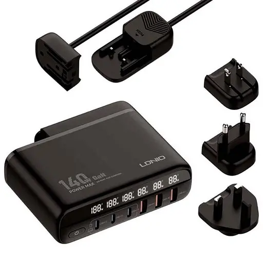 Розгалужувач зарядний пристрій LDNIO A6140C 140W LED display GAN - фото 6