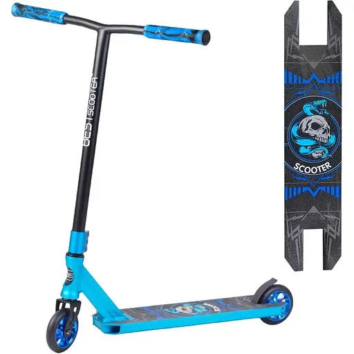 Дитячий трюковий самокат Best Scooter 71.5х13х55 см Чорно-синій 000254848