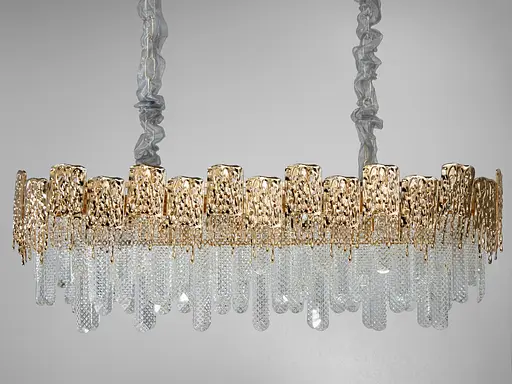 Дизайнерська кришталева люстра овальної форми для вітальні, 10 ламп - фото 1