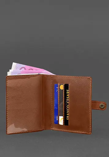 Кожаная обложка-портмоне для удостоверения офицера 11.0 светло-коричневая - фото 5