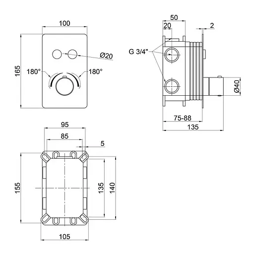 Смеситель для душа Qtap Votice термостатический скрытого монтажа QTVOT6442T105NKB Black Matt - фото 4