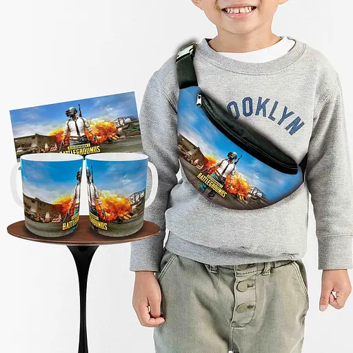 Набір: дитяча сумка-бананка+кружка Пабг «PUBG» 32х15см, бананка для хлопчика через плече на подарунок (00940)