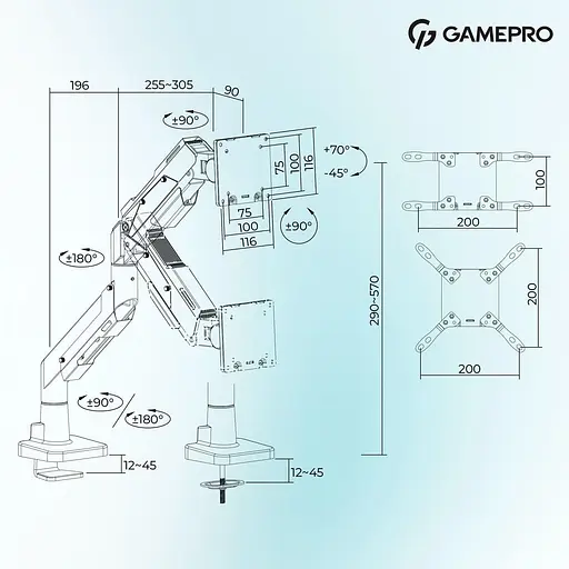 Кронштейн GamePro OfficePro MAG701WBL White Blue MAG701WBL - фото 15