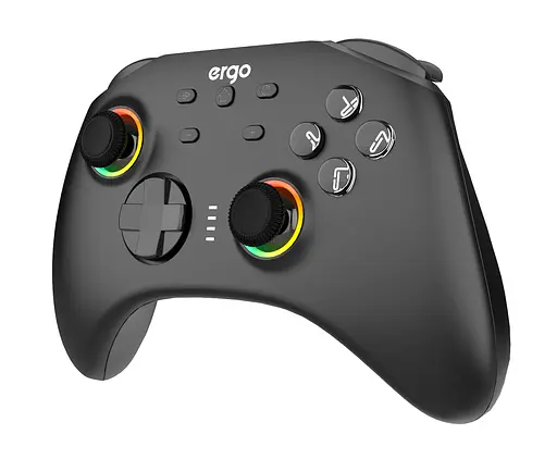 Геймпад Ergo GG04BT беспроводной Bluetooth 5.0/Type-C для ПК/Nintendo Switch/Android TV вибрация 8 кнопок/2 стика/D-Pad RGB подсветка Black - фото 2