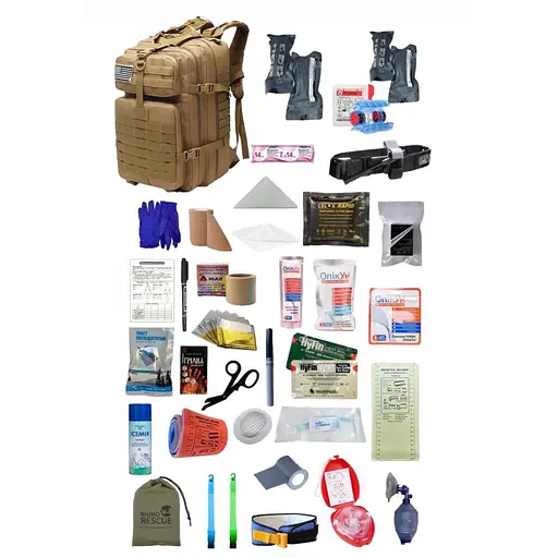 Укомплектованный медицинский тактический рюкзак №3 Rescue Ready светло-коричневый - фото 1