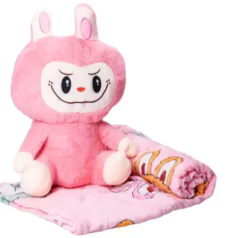 Детский набор Игрушка плед Лабуба темно-розовый мягкая игрушка с пледом для детей - фото 1