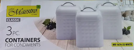Набір металевих ємностей Maestro MR-1676-3S-WHITE для чаю кави та цукру Комплект з трьох баночок 900мл - фото 3