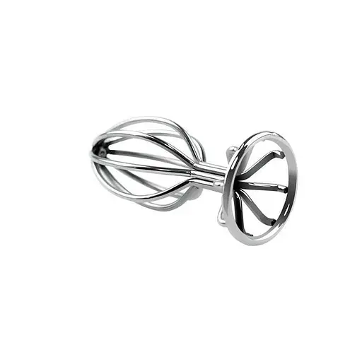 Пробка анальная фигурная ребристая стальная SexyFire M 3,1 см металлик - фото 3