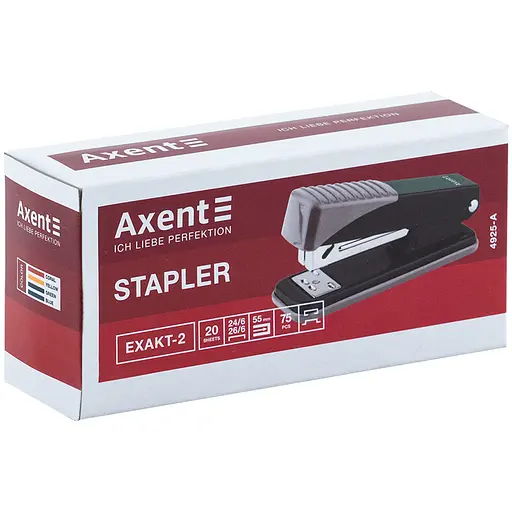 Степлер канцелярський Axent Exakt-2 Earth colors №24/6 металевий 25 аркушів, кораловий (4925-28-A) - фото 3