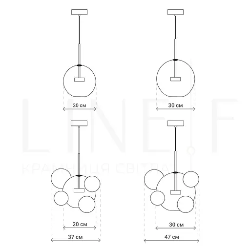 Підвіс-молекула в латунному корпусі Ø 30 см + 4 кульки | Арт. AA 397-300+4 AB+CL | Line F - фото 7