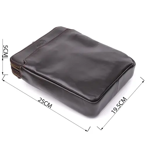 Вертикальна чоловіча сумка через плече із гладкої натуральної шкіри SHVIGEL 19,5х25х5 см sum0027436 - фото 3