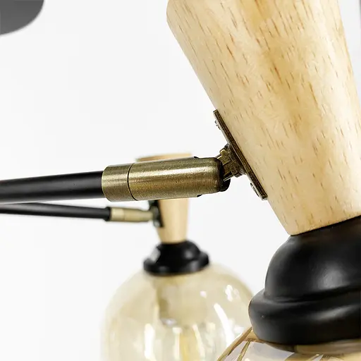 Металева люстра на 5 плафонів з елементами дерева Line.F 51898/5 - фото 6