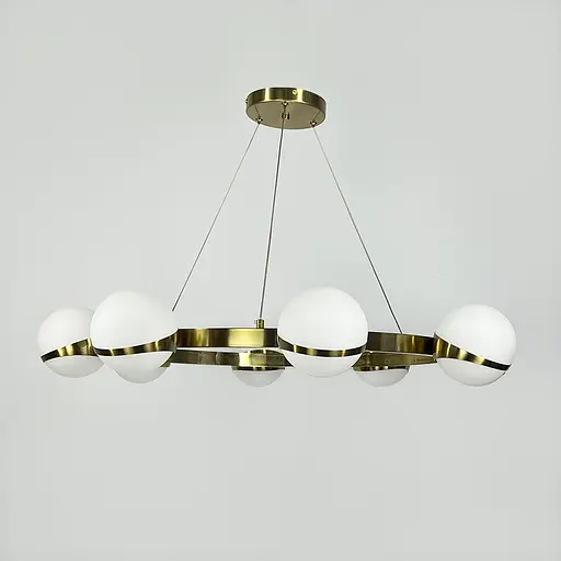 Элегантная латунная кольцевая люстра на 8 плафонов Ø 80 см | Ст. SG 51/8 AB+WT | Line F - фото 3