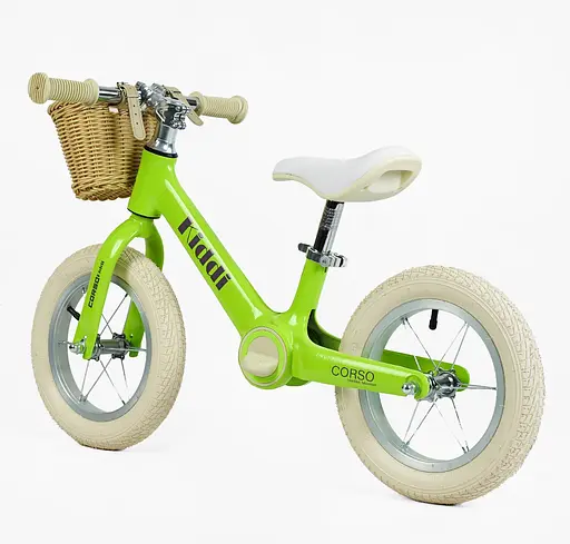 Велобег "CORSO KIDDI" магниевая рама, надувные колеса резиновые 12’’, алюминиевые обода, подставка для ног, корзинка - фото 2