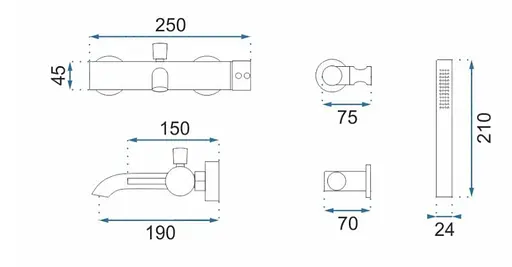Смеситель для ванны Rea Lungo brushed copper настенный с изливом REA-B1115 Теплый закат - фото 2