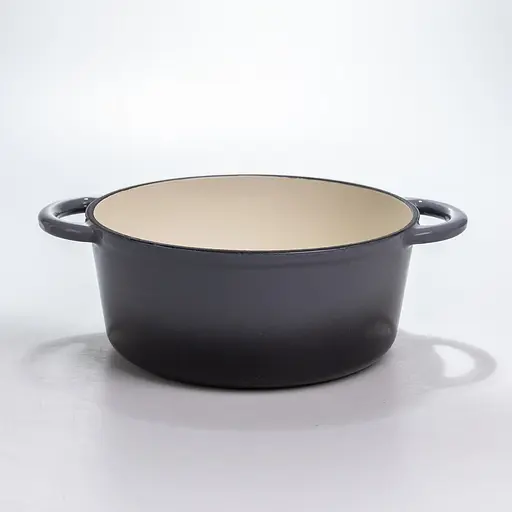 Кастрюля чугунная 2.5 л эмалированная с крышкой посуда для тушения запекания кухонная томония Серый Premium Cookware HP-1-14-GREY - фото 4