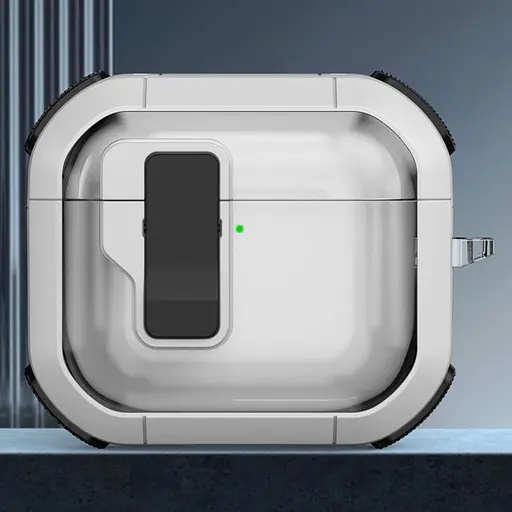 Футляр протиударний Locking Button для навушників Airpods 4 White - фото 2