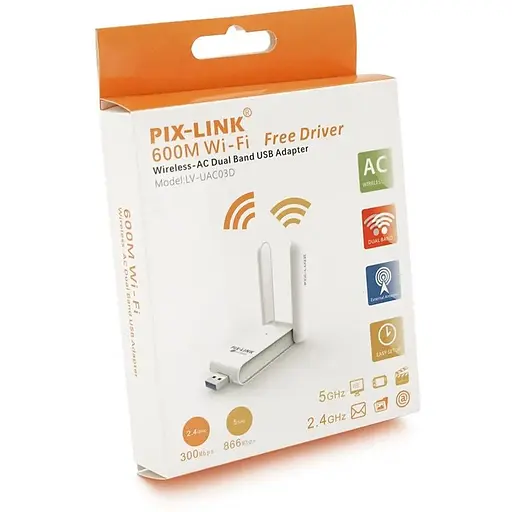 Беспроводной сетевой адаптер Wi-Fi-USB Merlion LV-UAC03D, RTL8811CU, с 2-мя антеннами 10см, 802.11bgn, 600MB, 2.4 GHz, Blister - фото 3