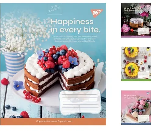 Зошити учнівські 48 аркушів лінія. YES Desserts 10 шт. в упаковці