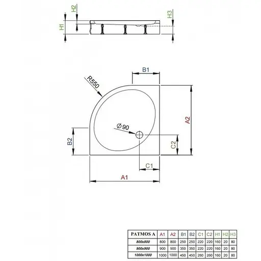 Душовий піддон Radaway Patmos A 100x100 4S11155-03 - фото 5