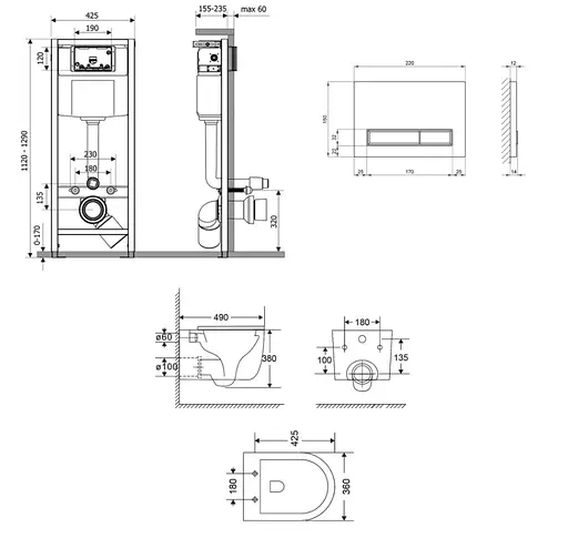 Набір Q-tap Nest 4 в 1 підвісний унітаз Taurus Ultra Quiet 490x360x380 + комплект інсталяції QT2433084EUQW46155 - фото 2