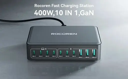 Хаб-адаптер живлення Rocoren 400w GaN3 - фото 2