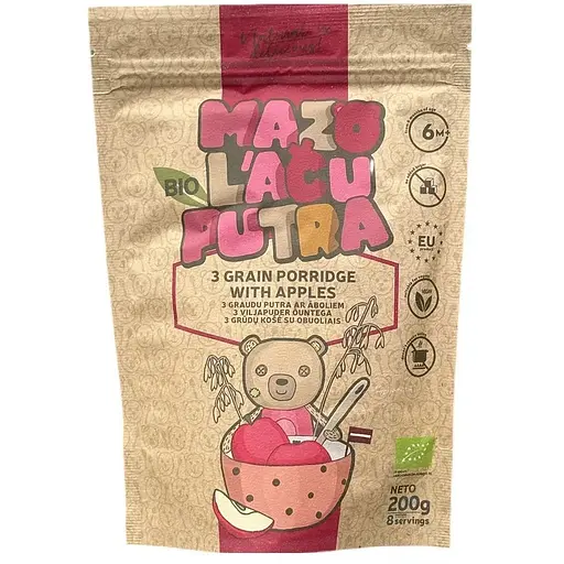 Каша органічна Mazo Lacu Вівсяно-гречано-пшоняна з яблуком з 6 місяців 200 г