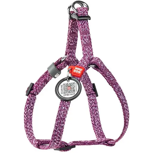 Шлея для котів та дрібних порід собак Waudog Re-cotton з відновленої бавовни та QR паспортом, світловідбиваюча