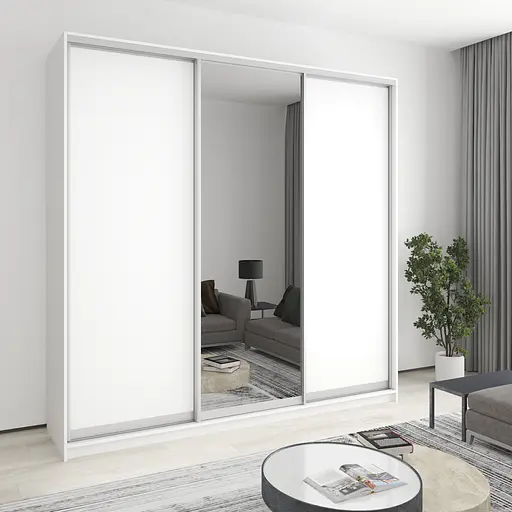 Шкаф-купе трехдверный MebelStar Комбо AL 2ДСП/Зеркало 240x45x240 см Аляска белый (MBS-2100)