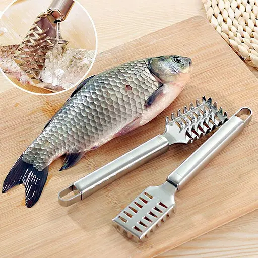 Рибочистка 4-рядна з нержавіючої сталі скребок для швидкого чищення риби 19.5 см, Kitchen Master Сріблястий 86850 - фото 10