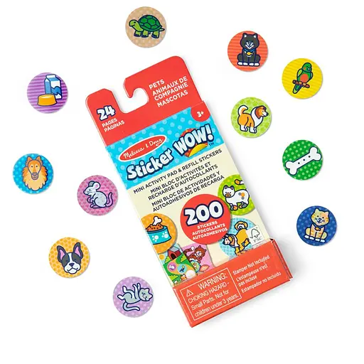 Набор из мини-блокнота и запасных наклеек для штампа Melissa & Doug Sticker WOW Любимцы (SM93208/6075135) - фото 2