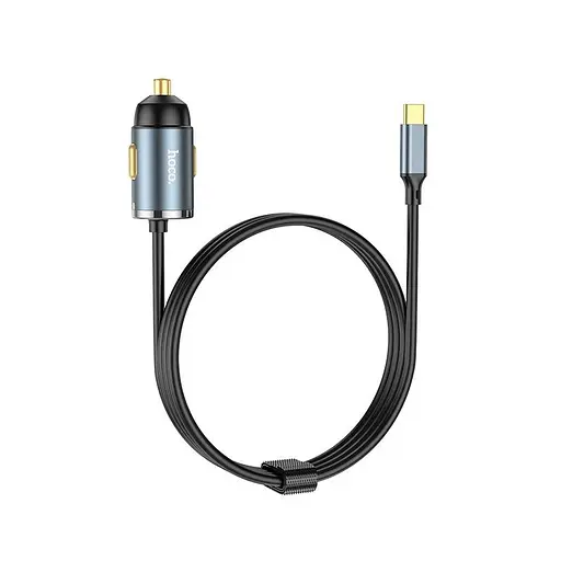 Адаптер автомобильный HOCO Type-C Cable car charger NZ7 серый - фото 2